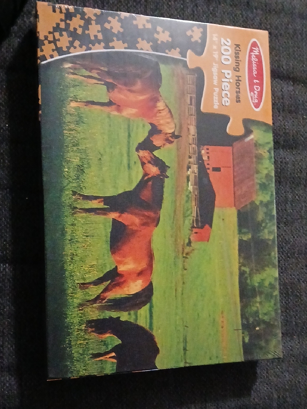 Melissa & Doug Brown Horses Puzzle with Green Pasture and Red Barn